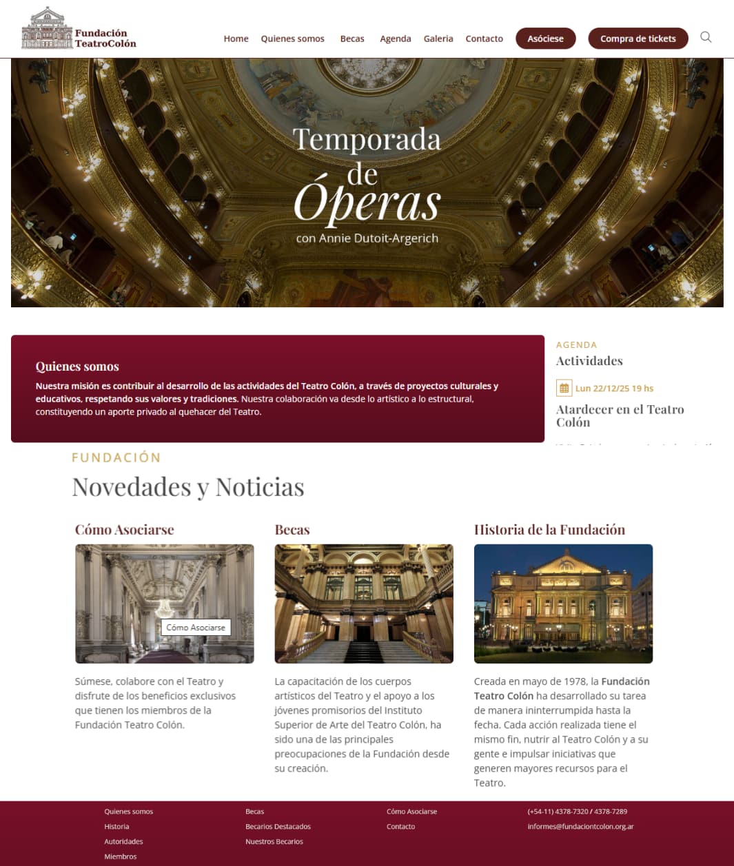 Proyecto portal Web Fundación Teatro Colón